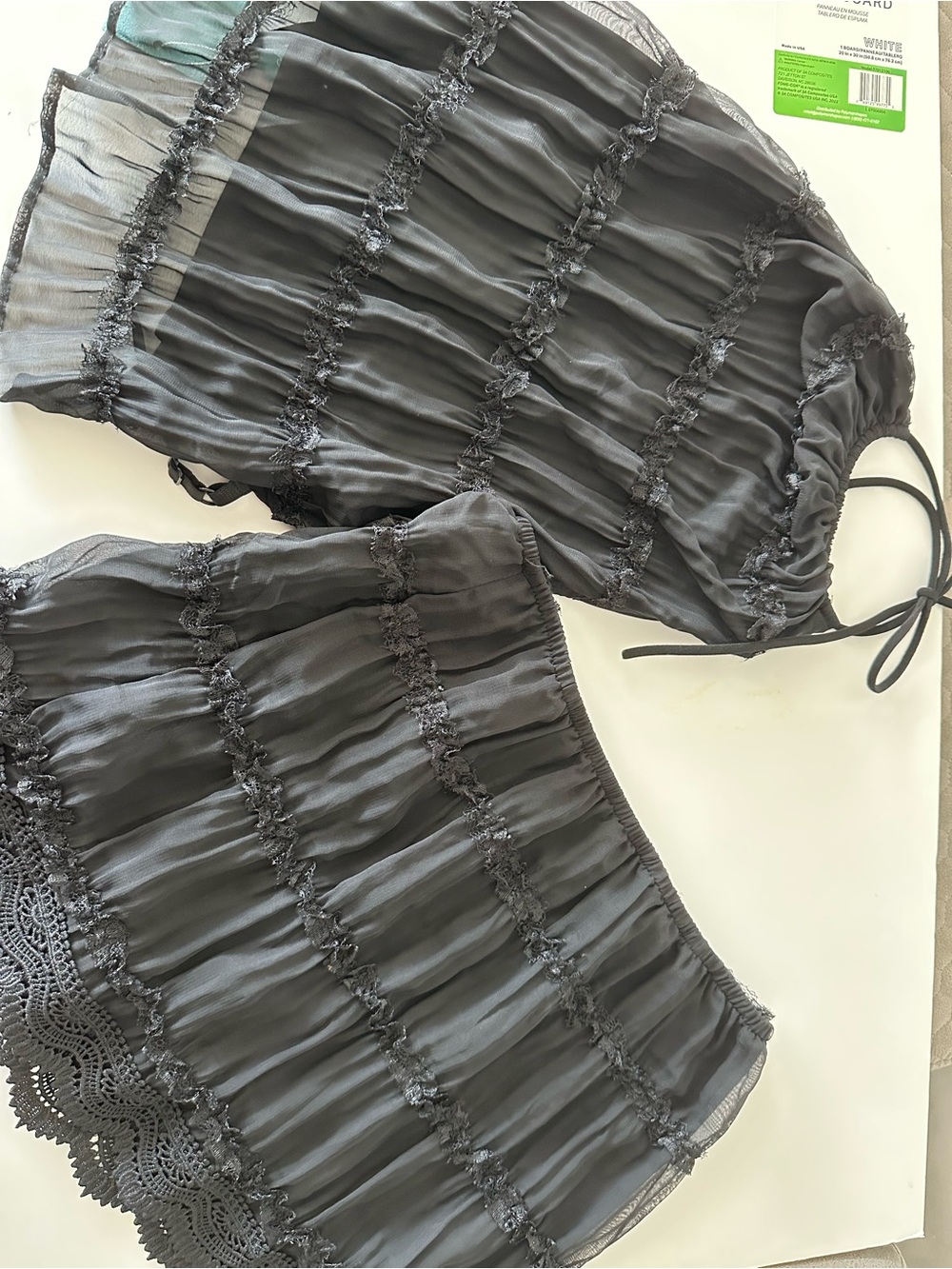 Women’s Black Ruffled Two-Piece Sleepwear Set